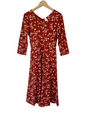 Pact Fit & Flare Party midi Dress S tandoori Organic Cotton pockets NWOT